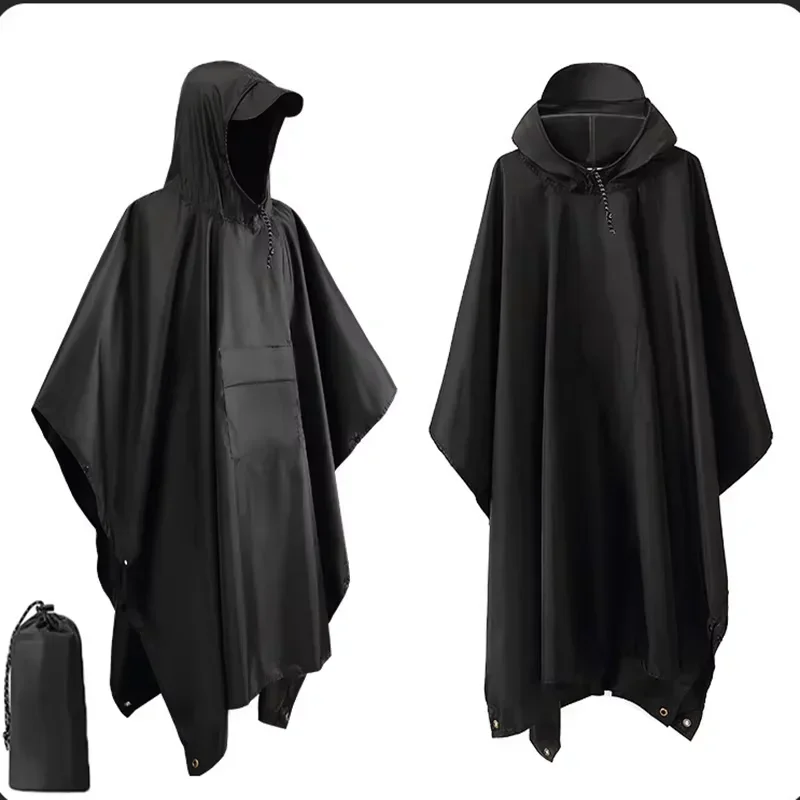 Camping Rain Poncho - 2026 3‑in‑1 Waterproof Hooded Rain Poncho