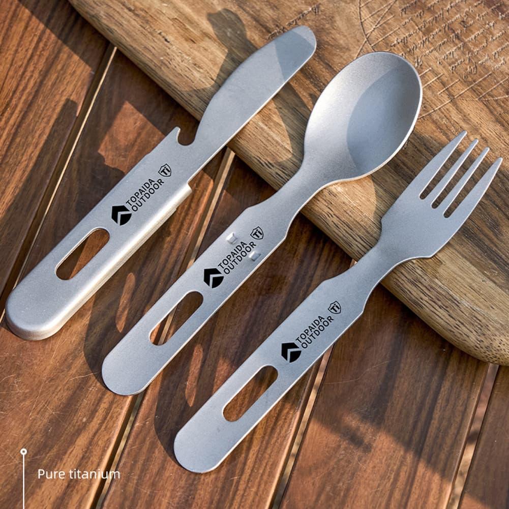 Outdoor Camping Dining Set - 3 in 1 Titanium Camping Fork