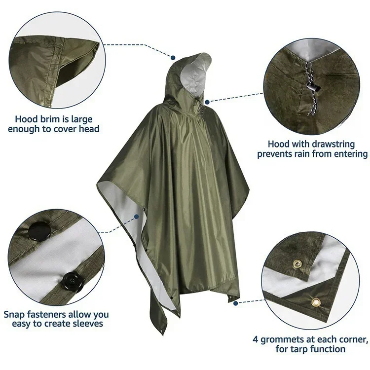 2026 3‑in‑1 Waterproof Hooded  - Camping Rain Poncho recension och pris